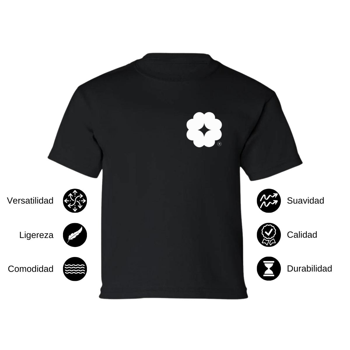 Playera Manga Corta Infantil Negro Personalizable Escudo