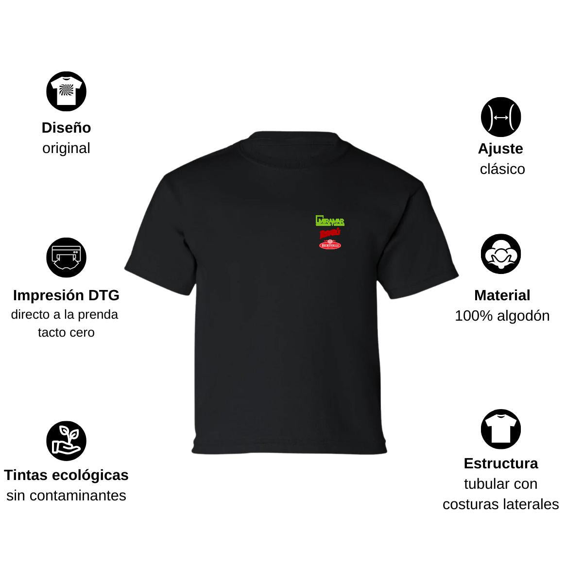 Playera Manga Corta Infantil Negro Personalizable Escudo