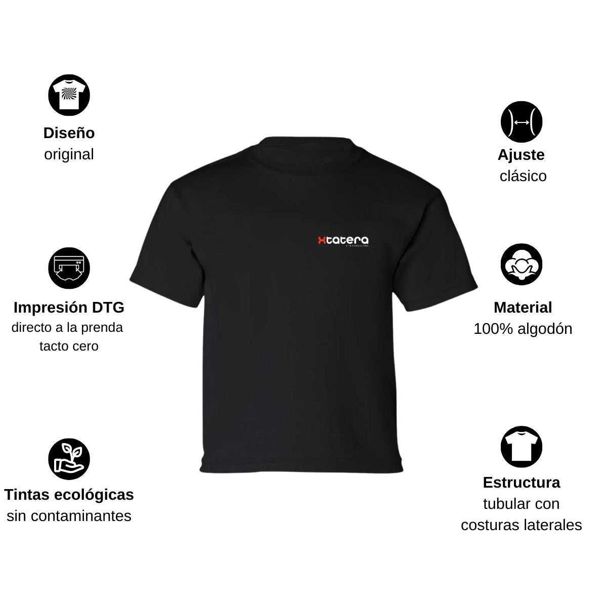 Playera Manga Corta Infantil Negro Personalizable Escudo