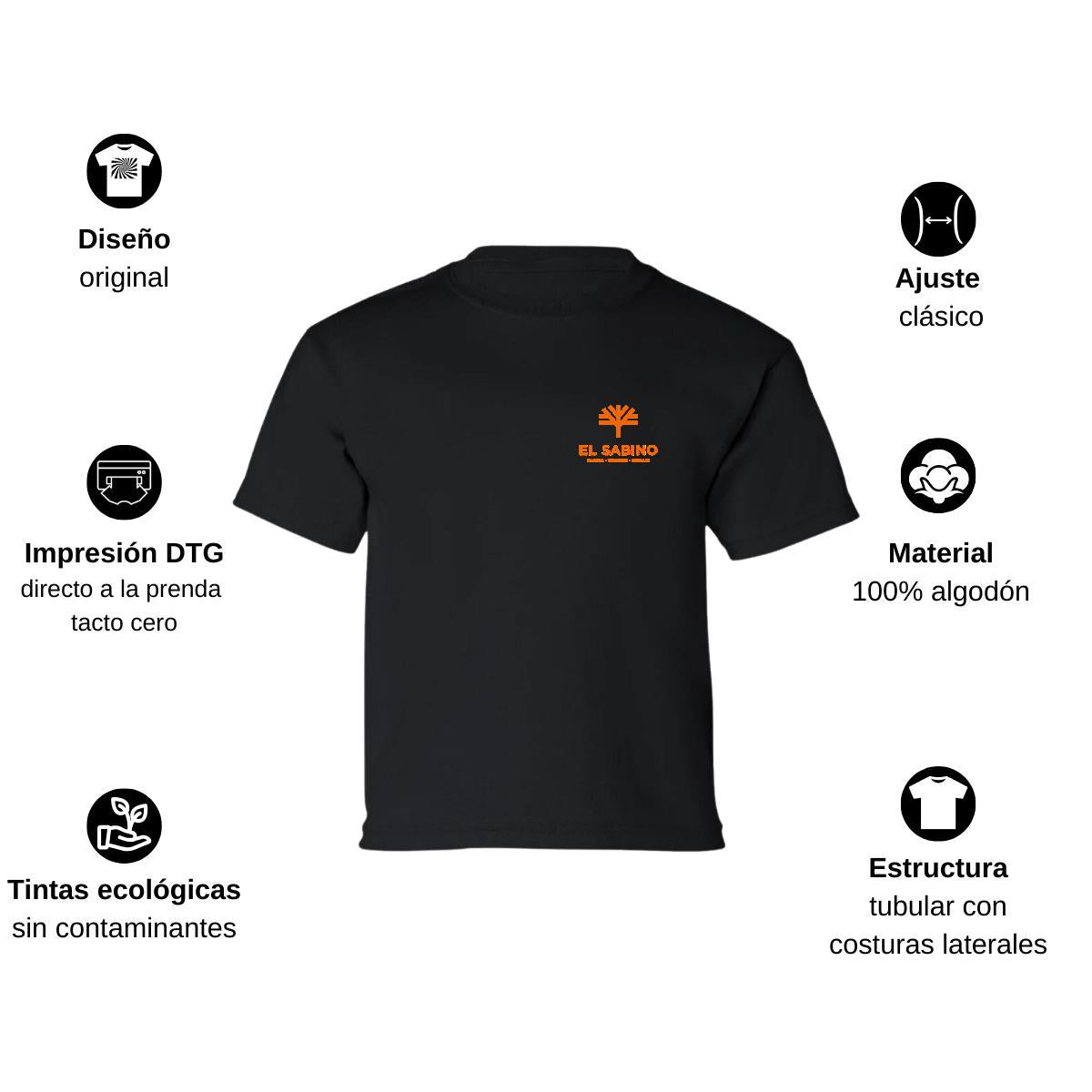 Playera Manga Corta Infantil Negro Personalizable Escudo