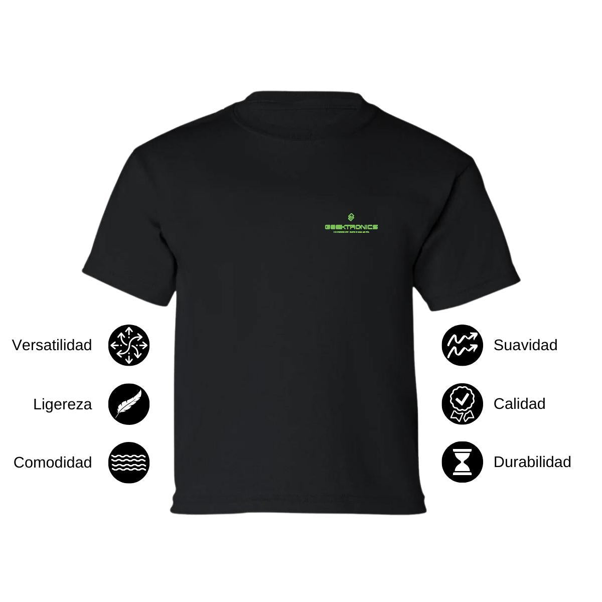 Playera Manga Corta Infantil Negro Personalizable Escudo