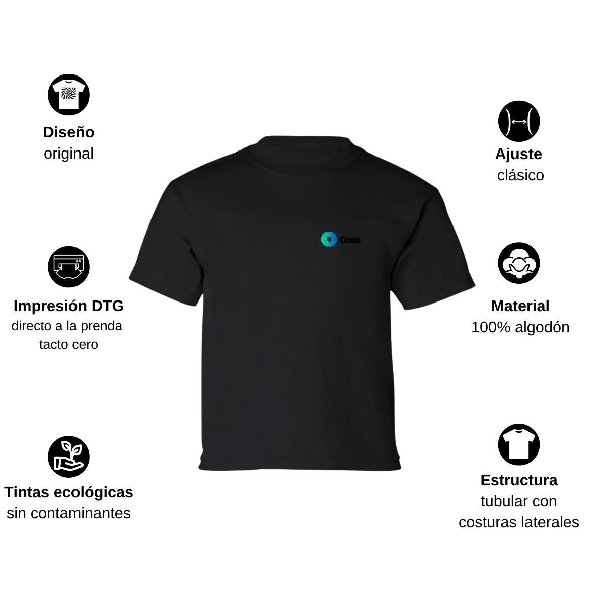 Playera Manga Corta Infantil Negro Personalizable Escudo