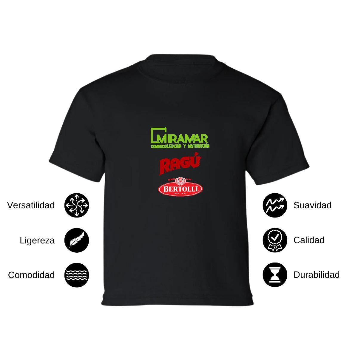 Playera Manga Corta Infantil Negro Personalizable Logo