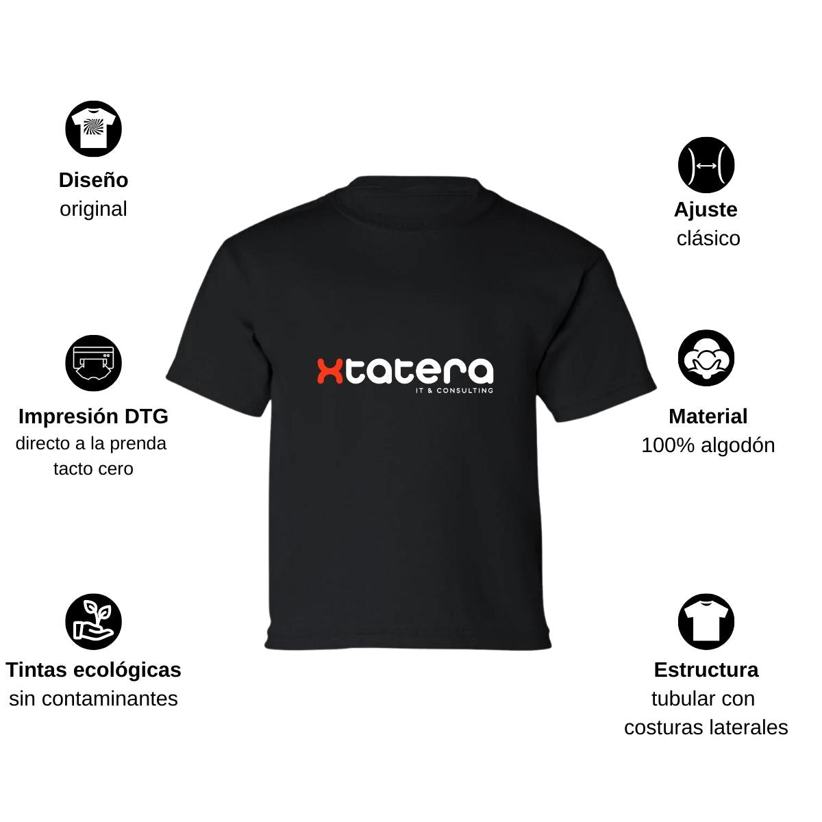 Playera Manga Corta Infantil Negro Personalizable Logo