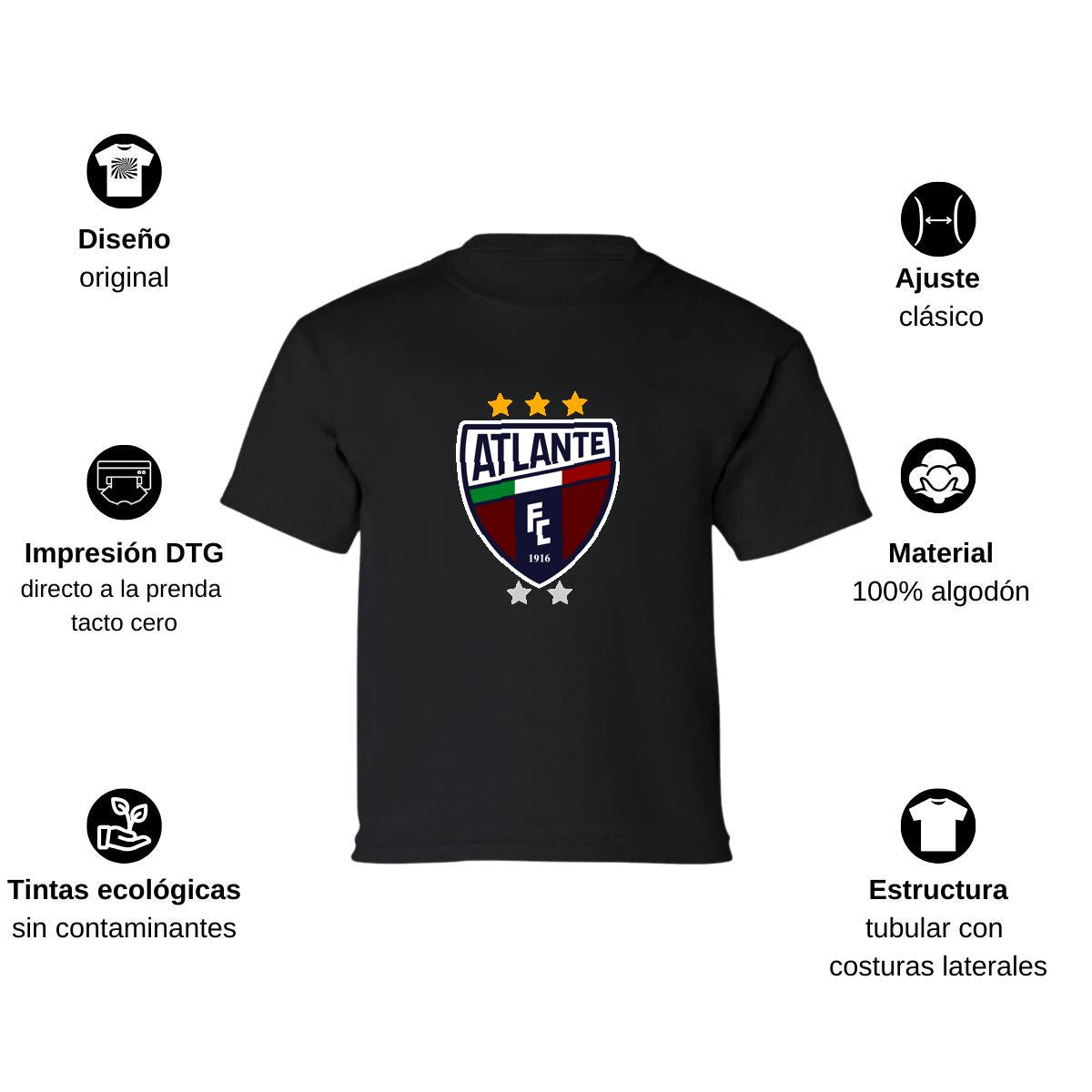 Playera Manga Corta Infantil Negro Personalizable Logo