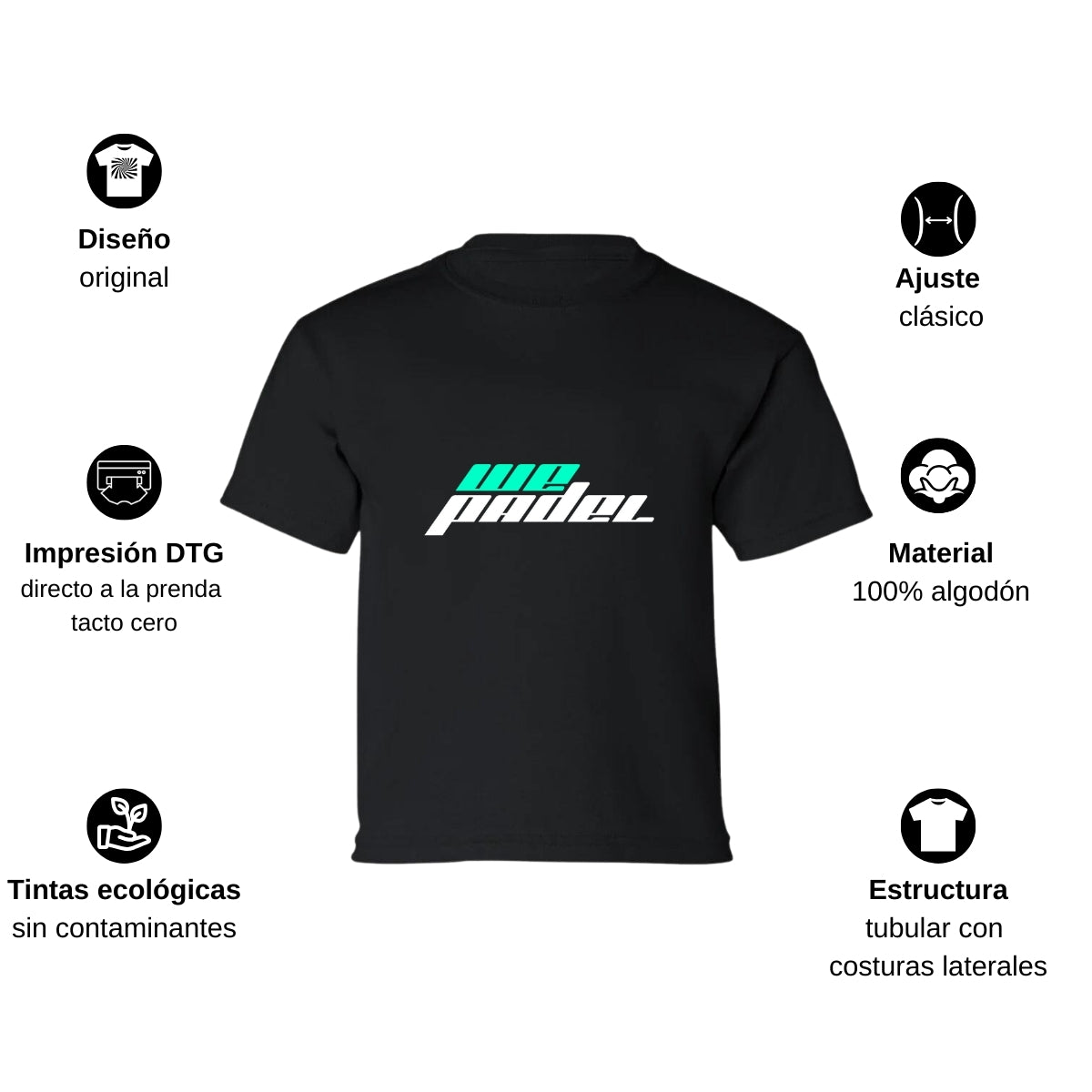 Playera Manga Corta Infantil Negro Personalizable Logo