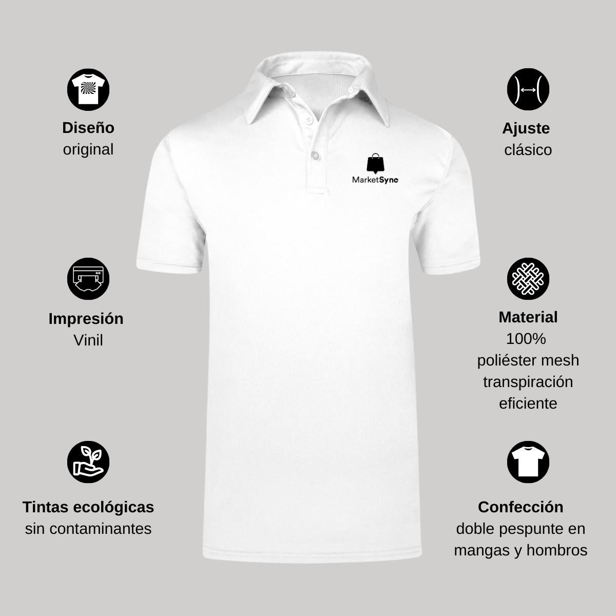 Playera Tipo Polo Hombre Manga Corta Blanco Personalizable Escudo