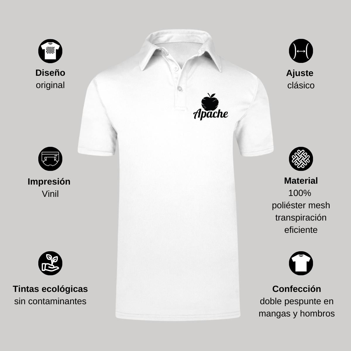 Playera Tipo Polo Hombre Manga Corta Blanco Personalizable Escudo
