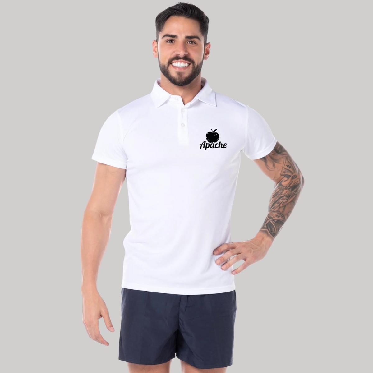 Playera Tipo Polo Hombre Manga Corta Blanco Personalizable Escudo