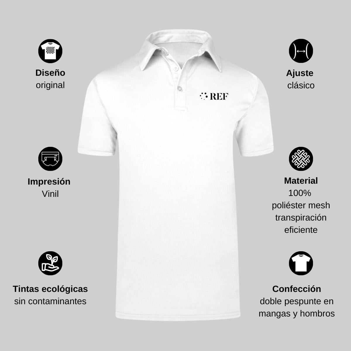 Playera Tipo Polo Hombre Manga Corta Blanco Personalizable Escudo