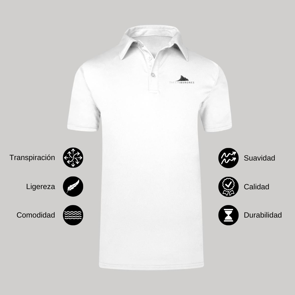 Playera Tipo Polo Hombre Manga Corta Blanco Personalizable Escudo
