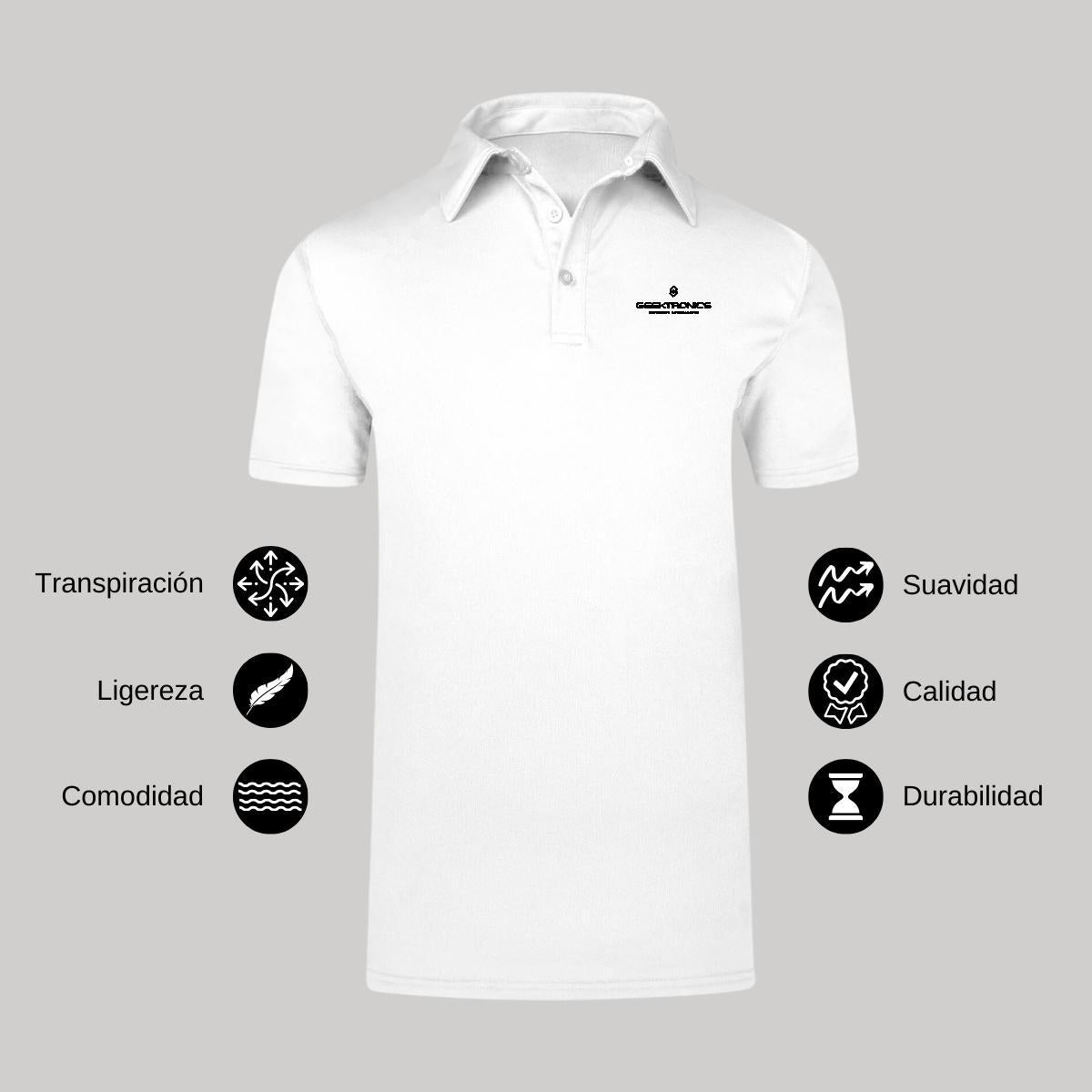 Playera Tipo Polo Hombre Manga Corta Blanco Personalizable Escudo
