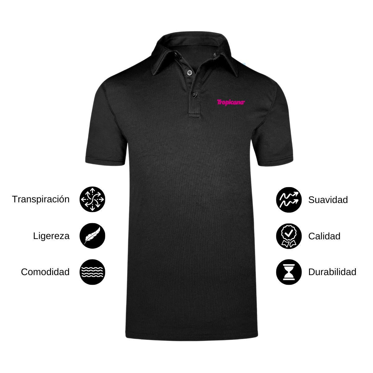 Playera Tipo Polo Hombre Manga Corta Negro Personalizable Escudo