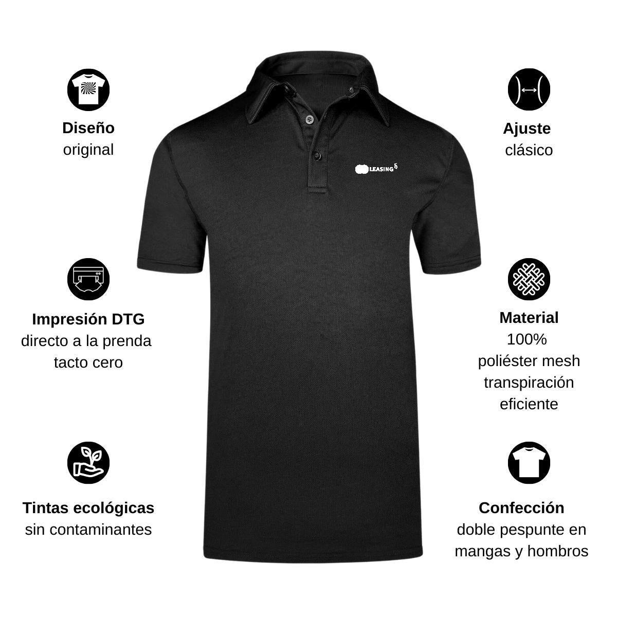 Playera Tipo Polo Hombre Manga Corta Negro Personalizable Escudo