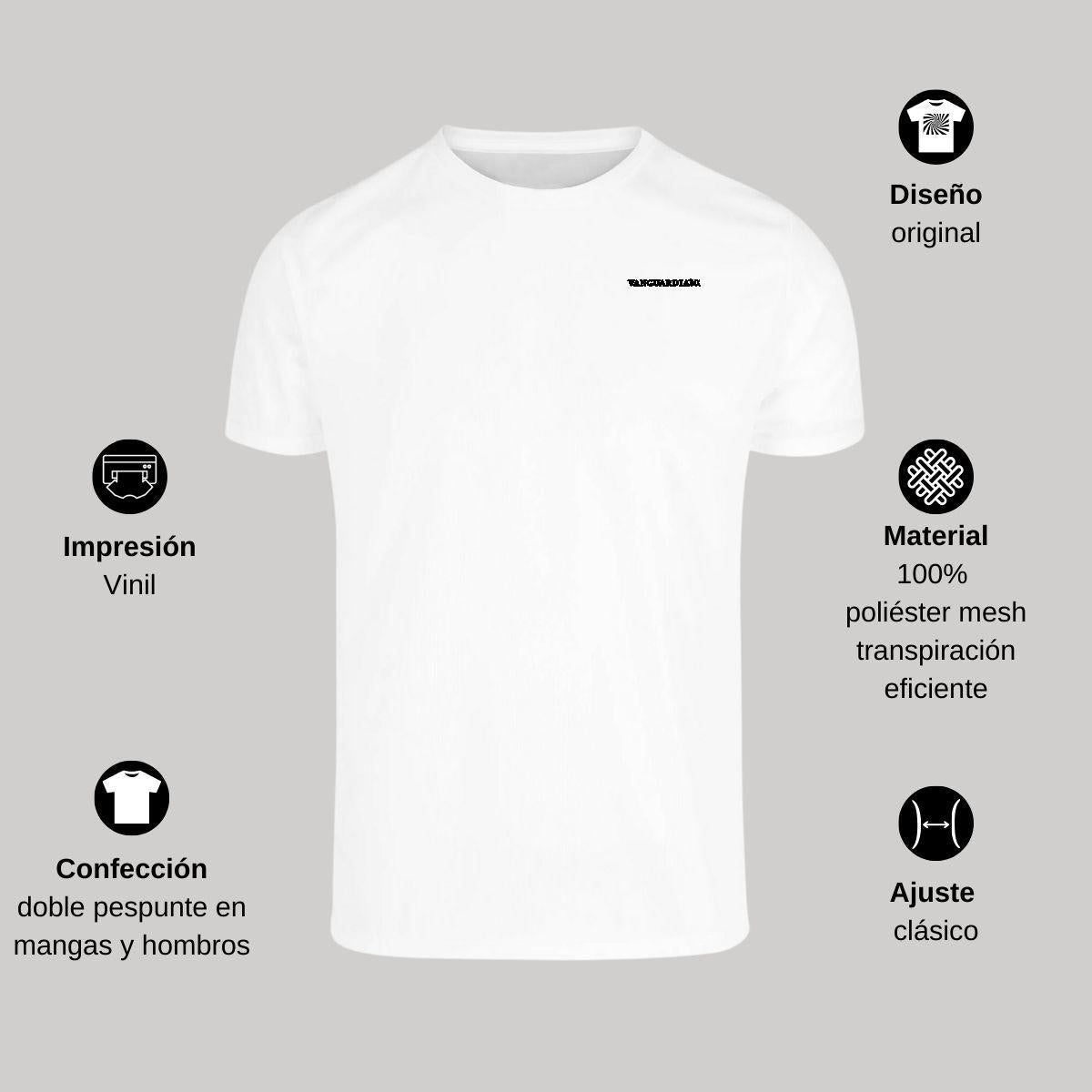 Playera Transpirable Hombre Manga Corta Blanca Escudo