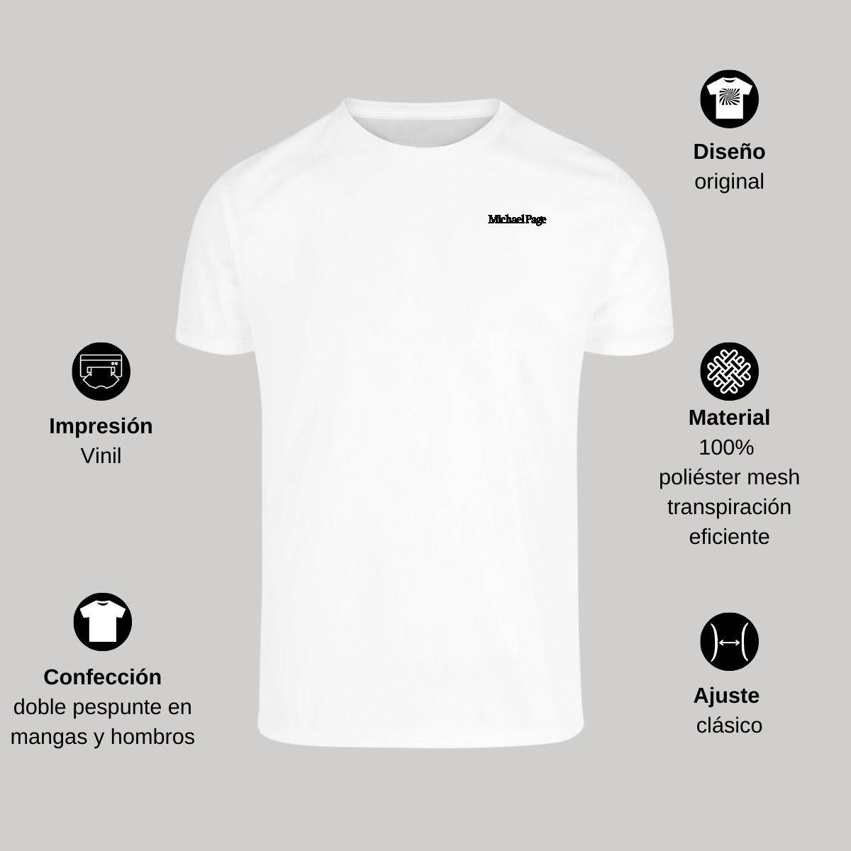 Playera Transpirable Hombre Manga Corta Blanca Escudo