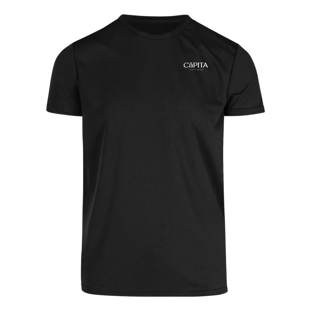 Playera Transpirable Hombre Manga Corta Negra Escudo
