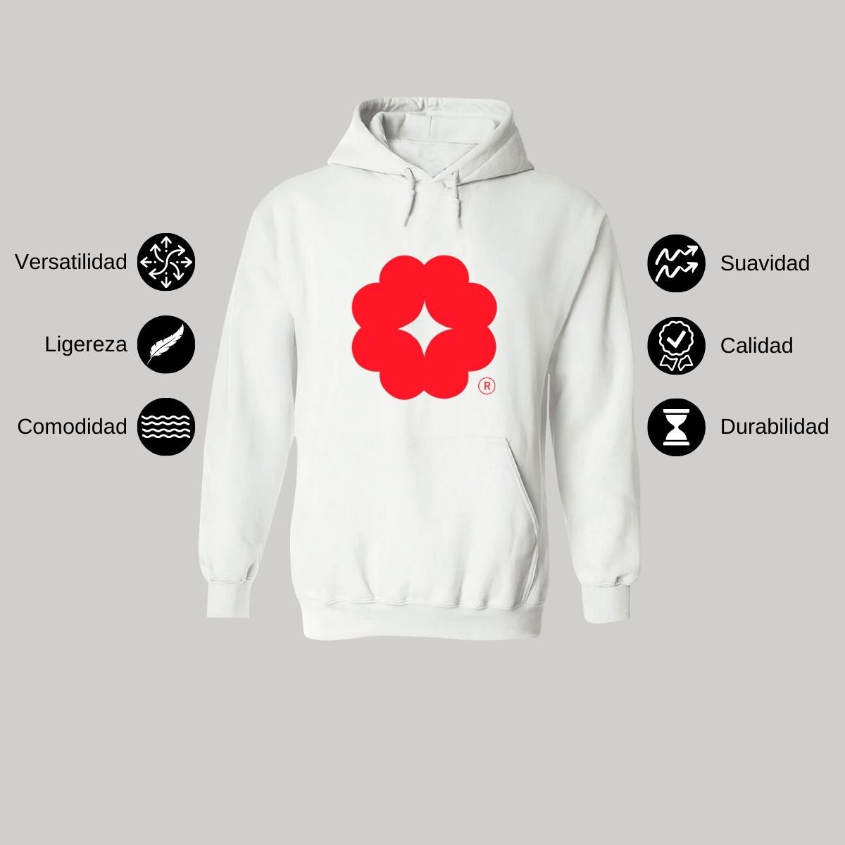 Sudadera c/Capucha Unisex Blanco Logo Personalizable