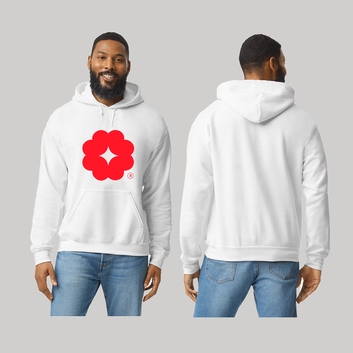 Sudadera c/Capucha Unisex Blanco Logo Personalizable