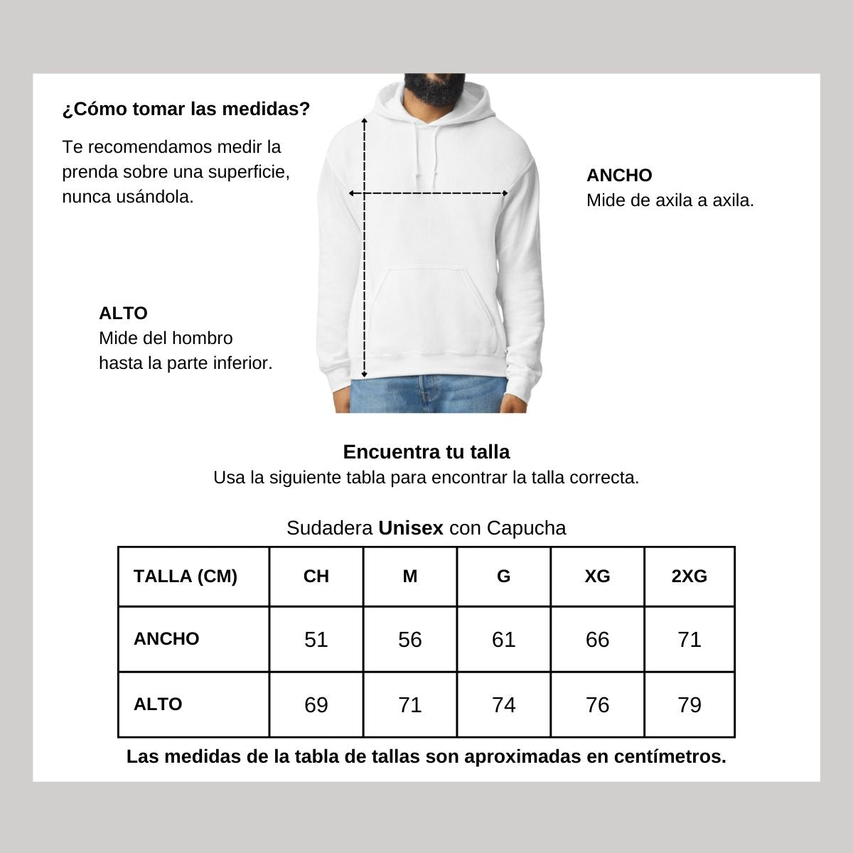 Sudadera c/Capucha Unisex Blanco Logo Personalizable
