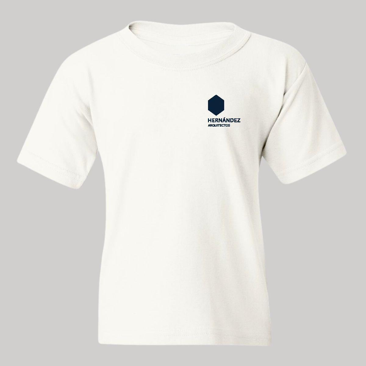 Playera Blanca Cuello Redondo Manga Corta Para Niño y Niña Escudo