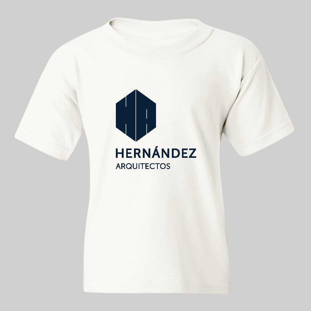 Playera Blanca Cuello Redondo Manga Corta Para Niño y Niña Logo