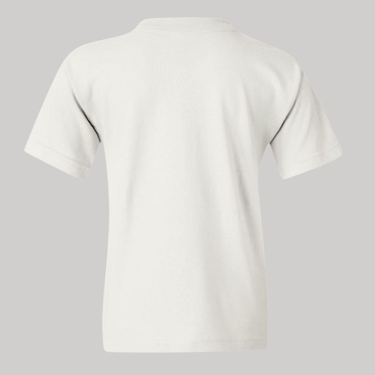 Playera Blanca Cuello Redondo Manga Corta Para Niño y Niña Logo