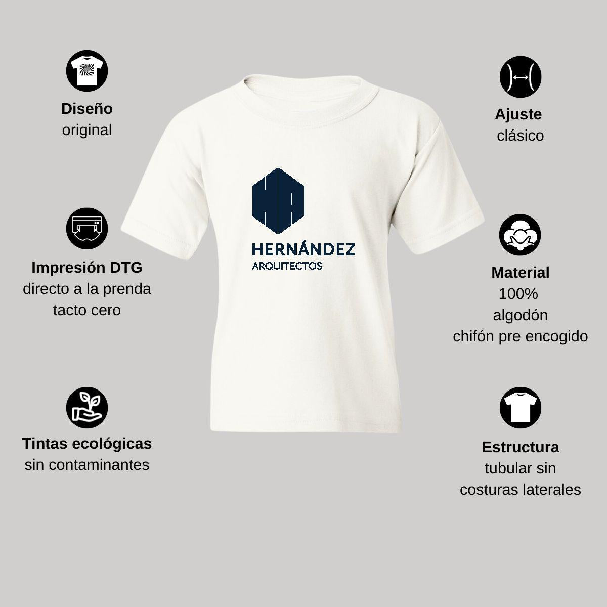 Playera Blanca Cuello Redondo Manga Corta Para Niño y Niña Logo