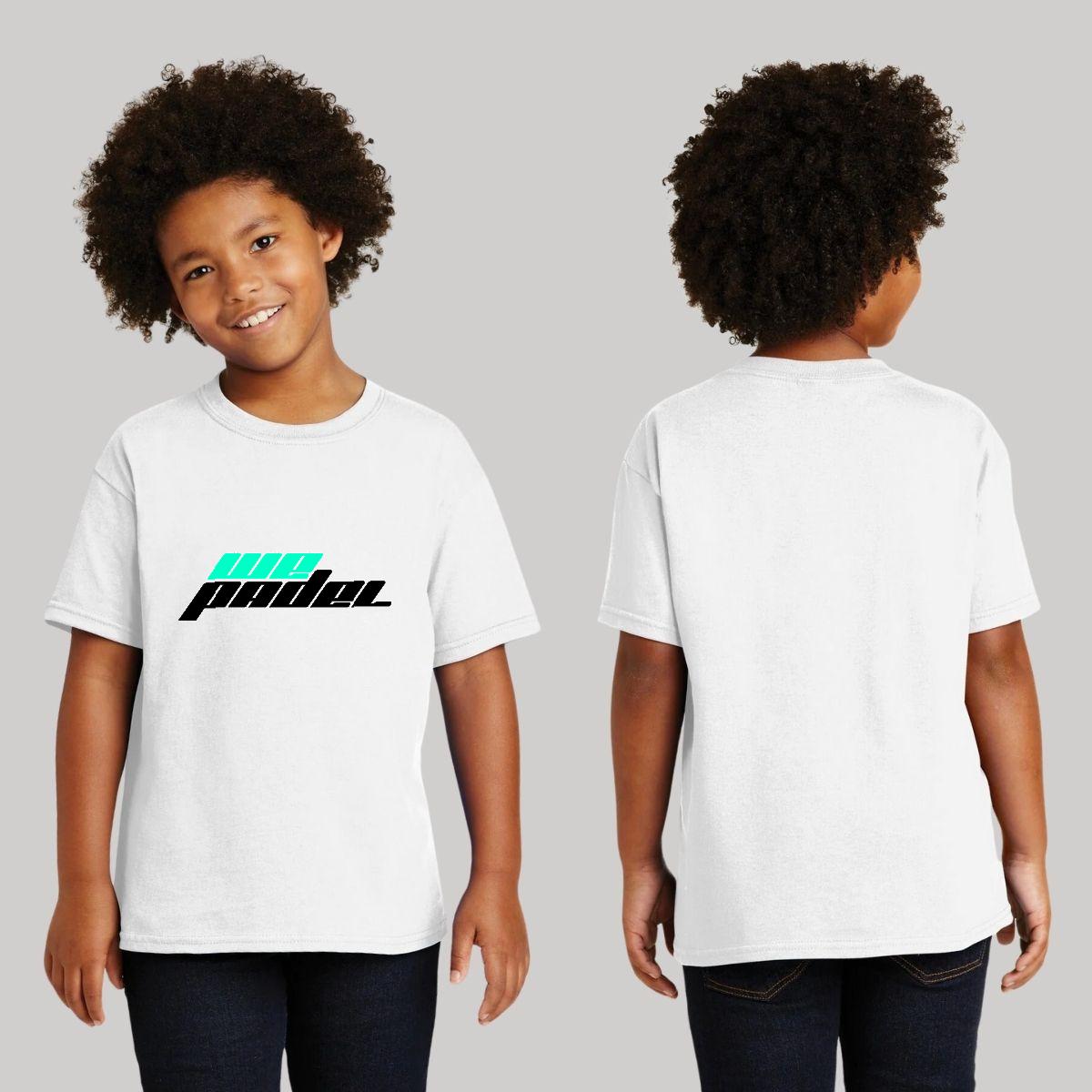 Playera Blanca Cuello Redondo Manga Corta Para Niño y Niña Logo