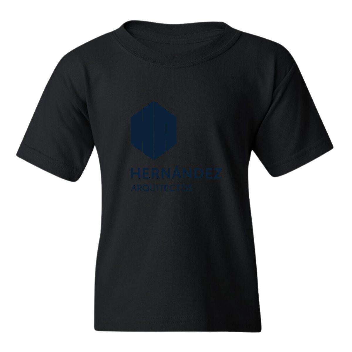 Playera Negra Cuello Redondo Manga Corta Para Niño y Niña Logo