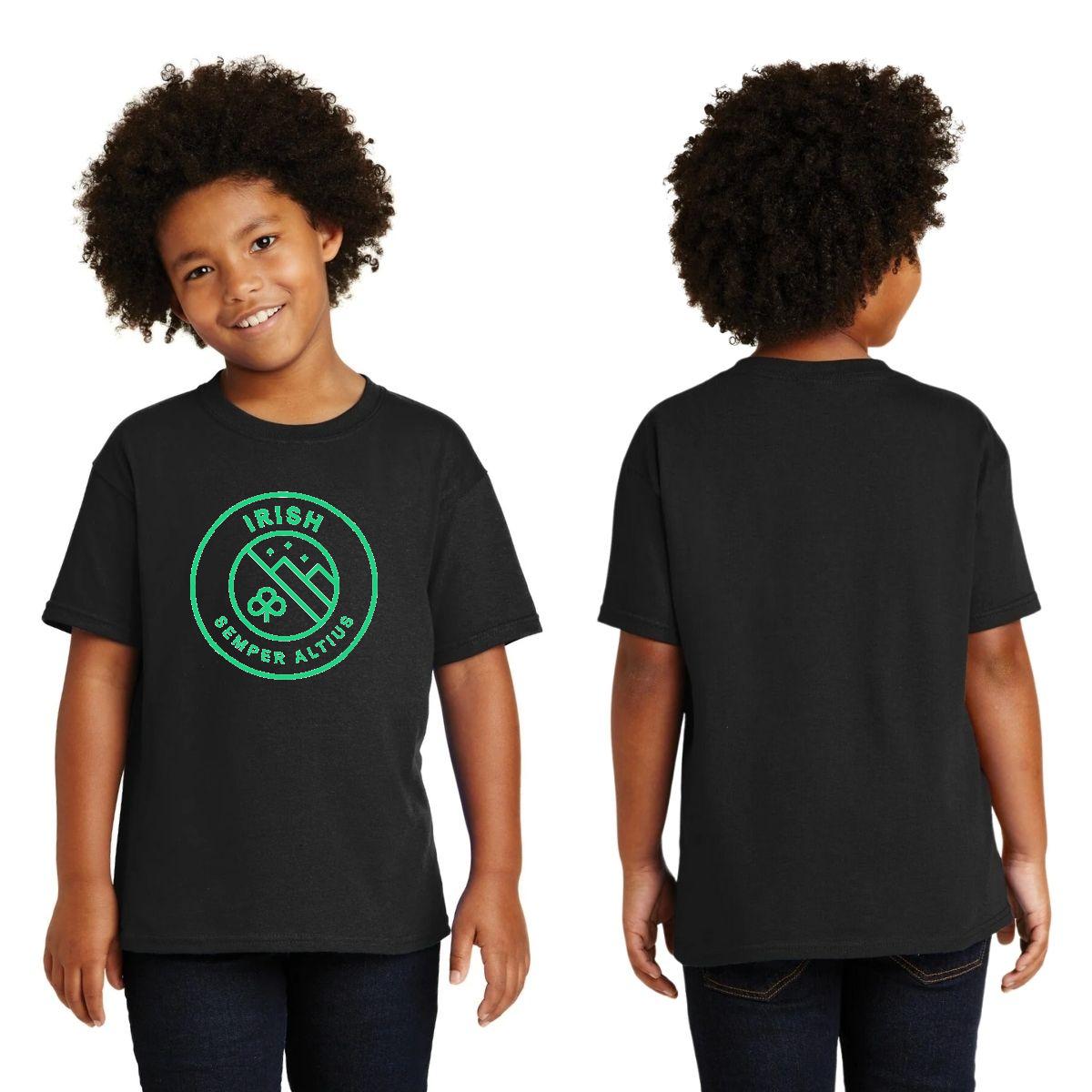 Playera Negra Cuello Redondo Manga Corta Para Niño y Niña Logo