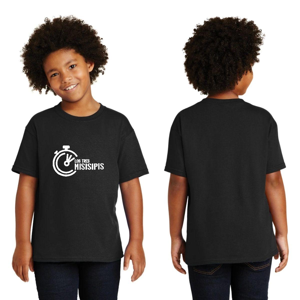 Playera Negra Cuello Redondo Manga Corta Para Niño y Niña Logo