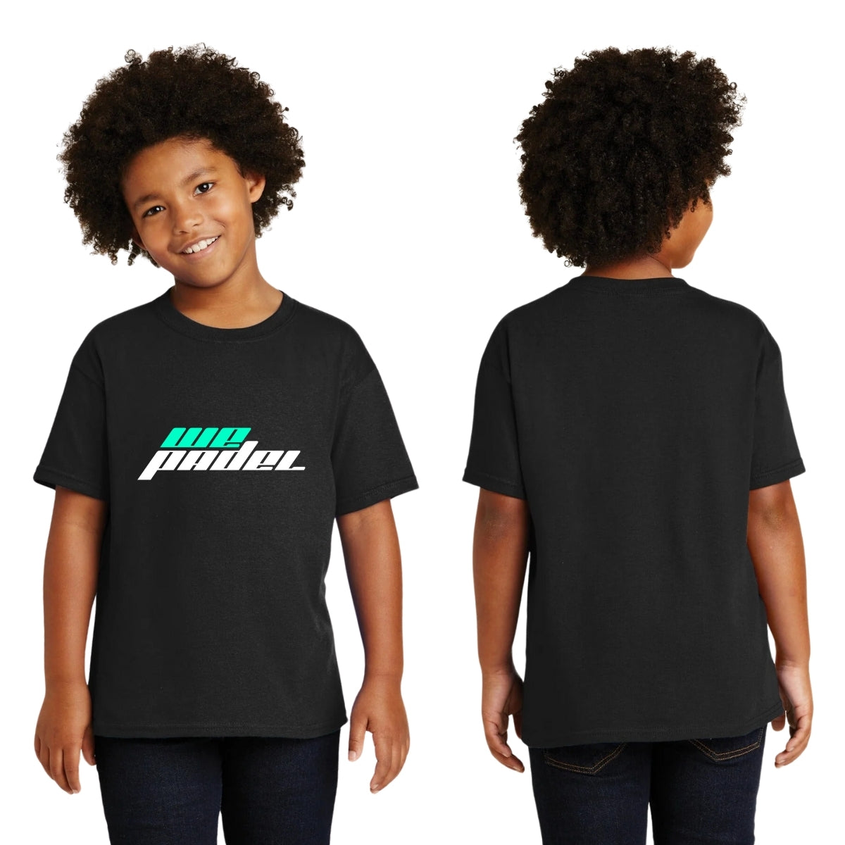 Playera Negra Cuello Redondo Manga Corta Para Niño y Niña Logo