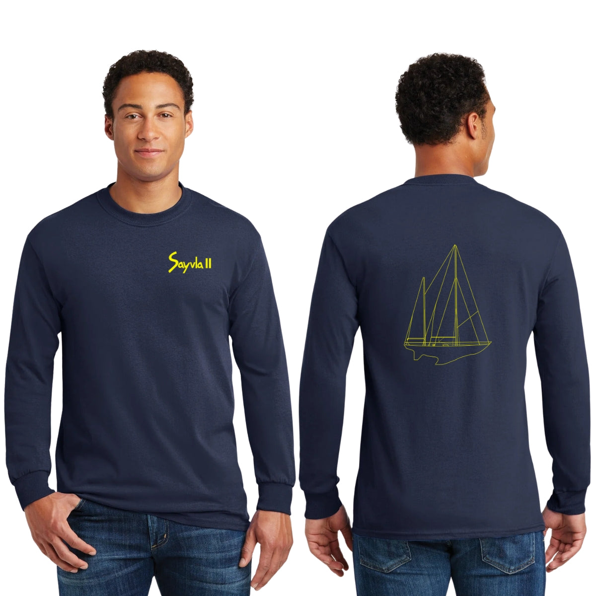 Playera Manga Larga Algodón Azul Marino Escudo