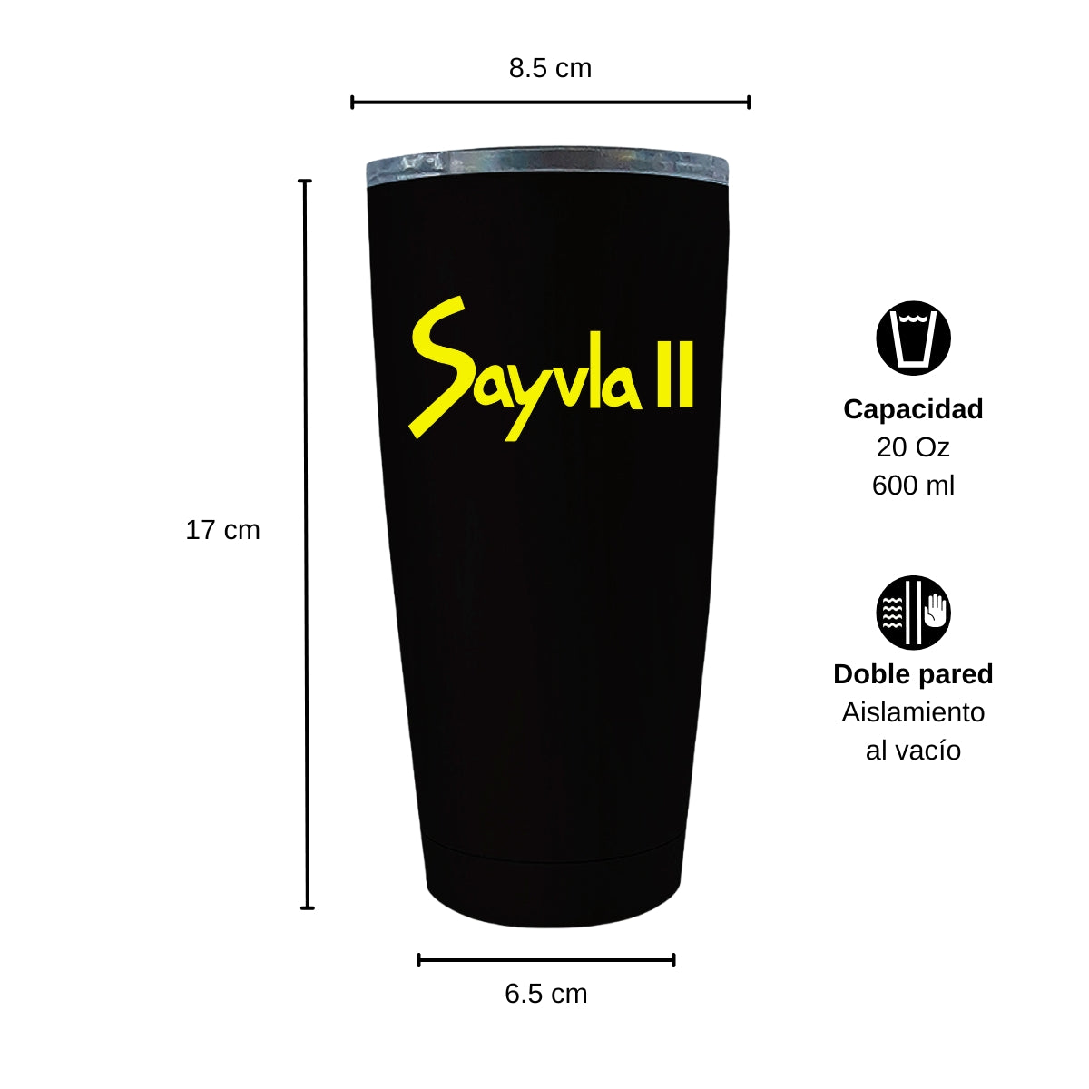 Termo Vaso Térmico 20 Oz Negro Personalizable Logo