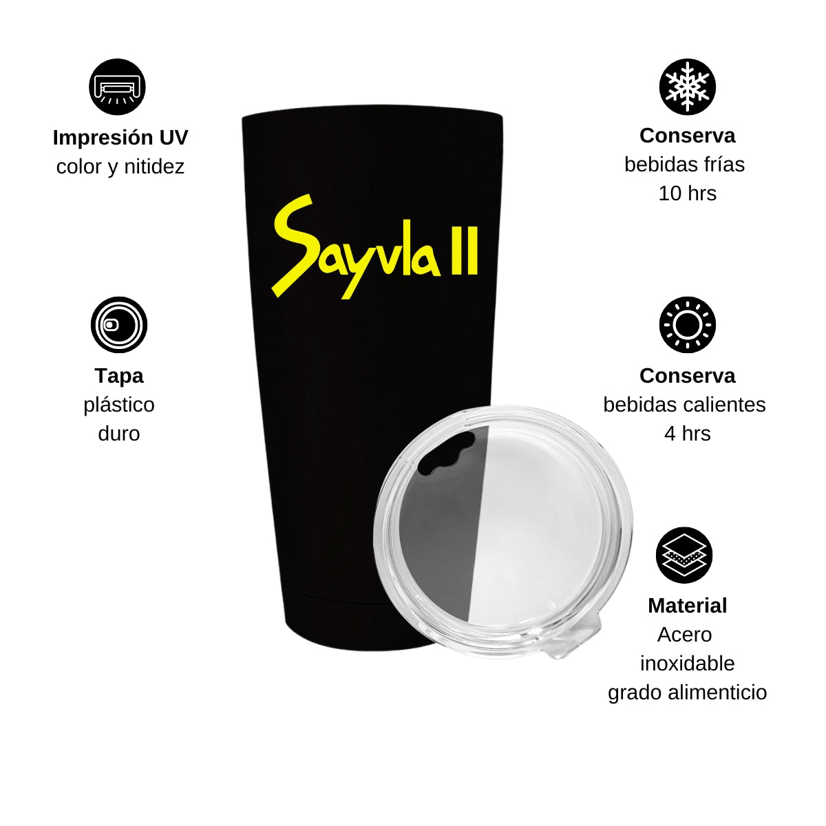Termo Vaso Térmico 20 Oz Negro Personalizable Logo