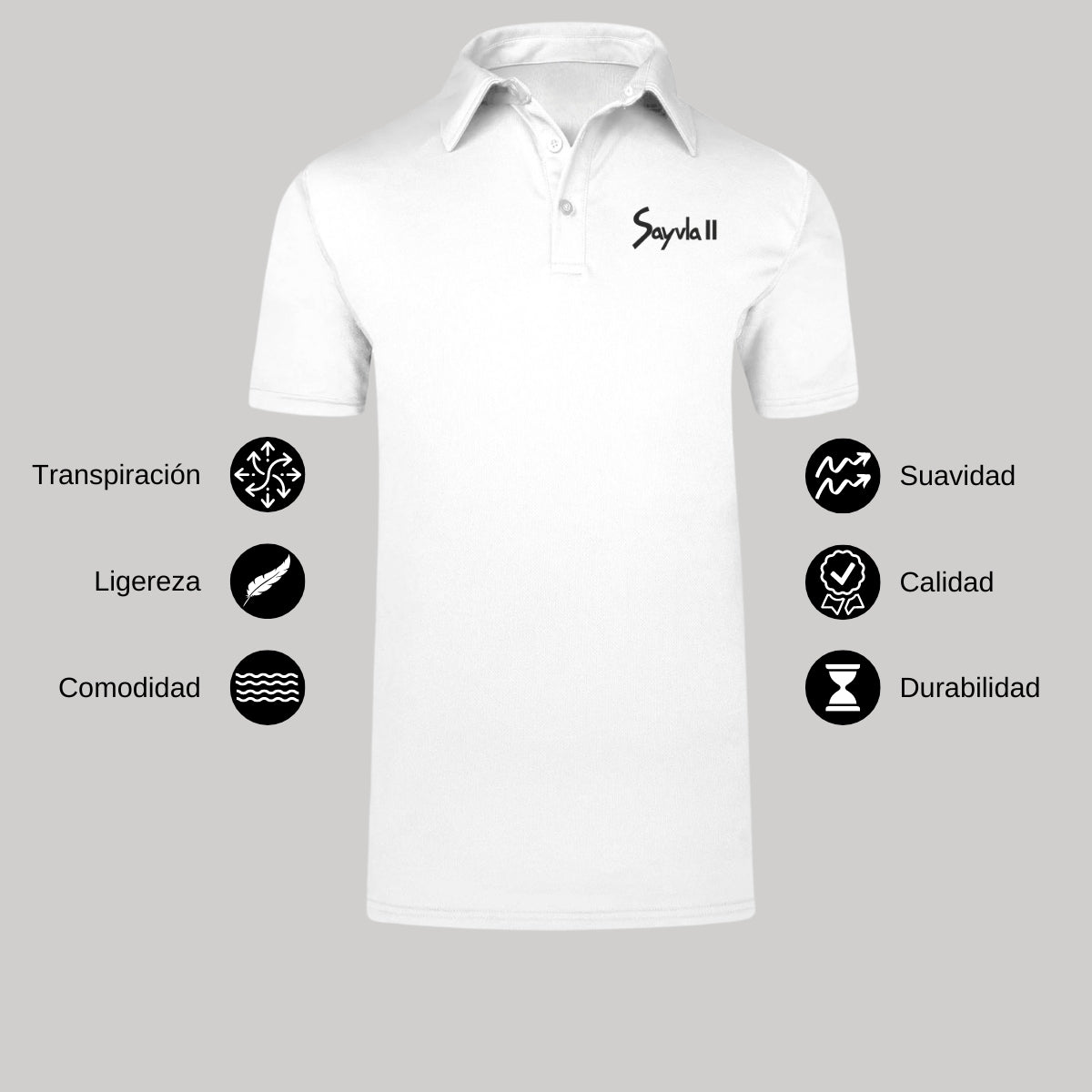Playera Tipo Polo Hombre Manga Corta Blanco Personalizable Escudo