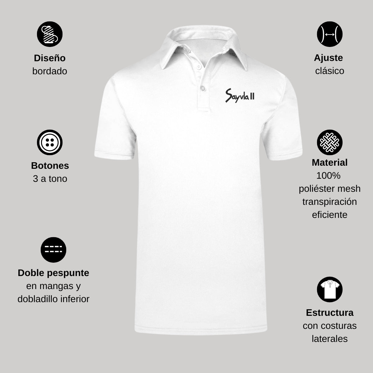 Playera Tipo Polo Hombre Manga Corta Blanco Personalizable Escudo