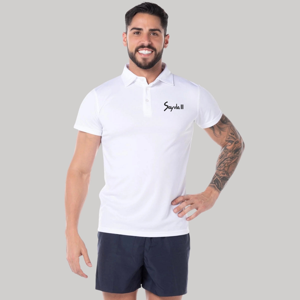 Playera Tipo Polo Hombre Manga Corta Blanco Personalizable Escudo