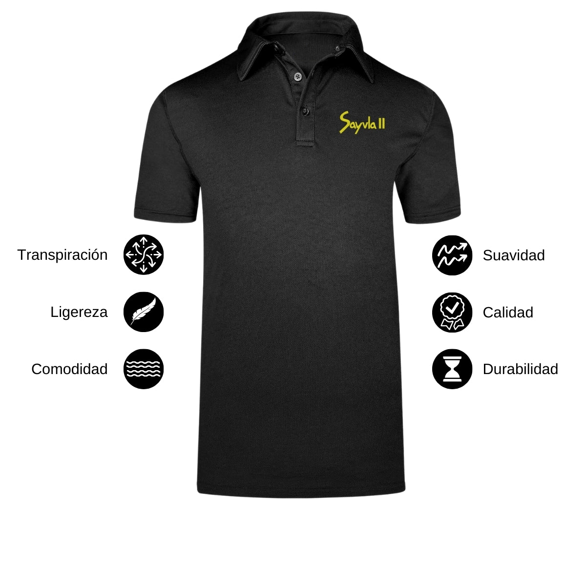 Playera Tipo Polo Hombre Manga Corta Negro Personalizable Escudo
