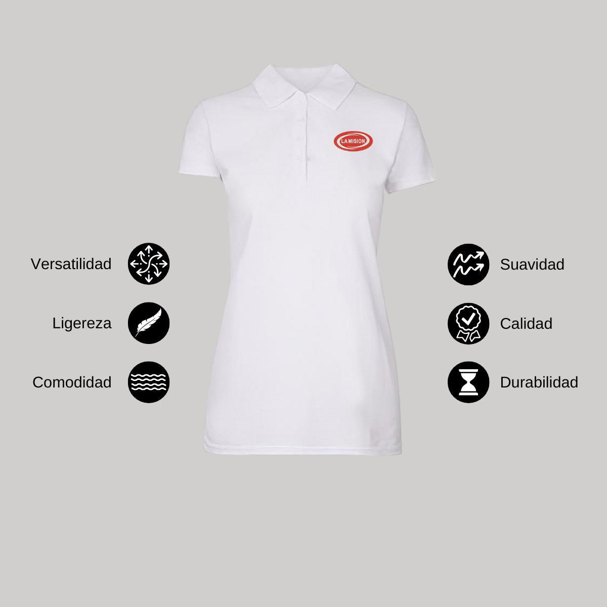 Playera Tipo Polo Piqué Mujer Manga Corta Blanco