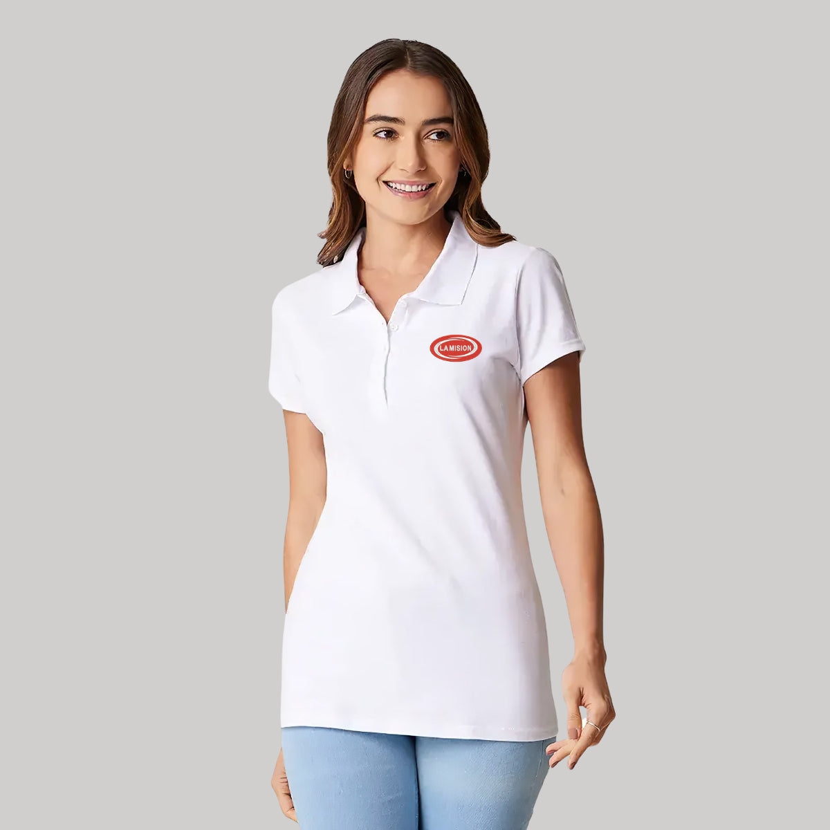 Playera Tipo Polo Piqué Mujer Manga Corta Blanco