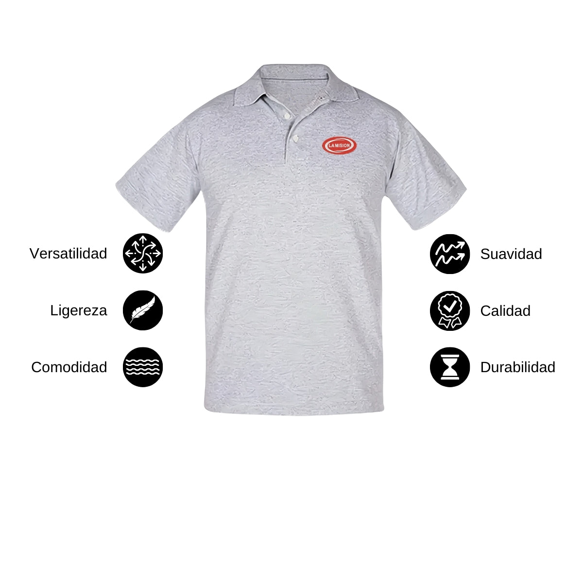 Playera Tipo Polo Piqué Hombre Manga Corta Gris