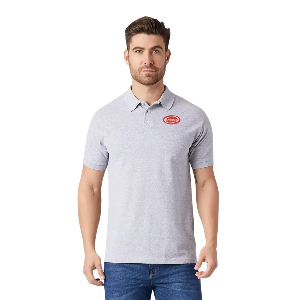 Playera Tipo Polo Piqué Hombre Manga Corta Gris