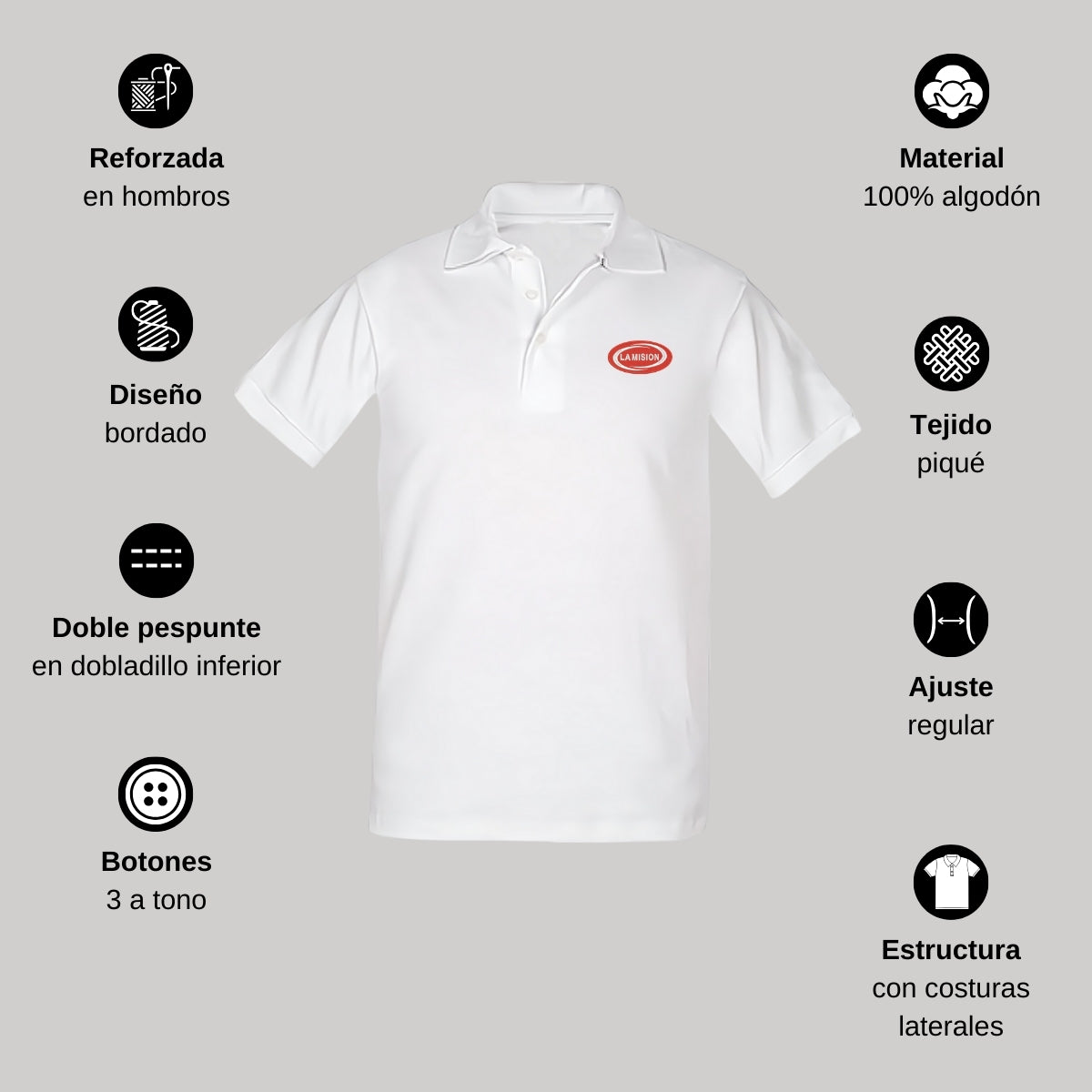 Playera Tipo Polo Piqué Hombre Manga Corta Blanco