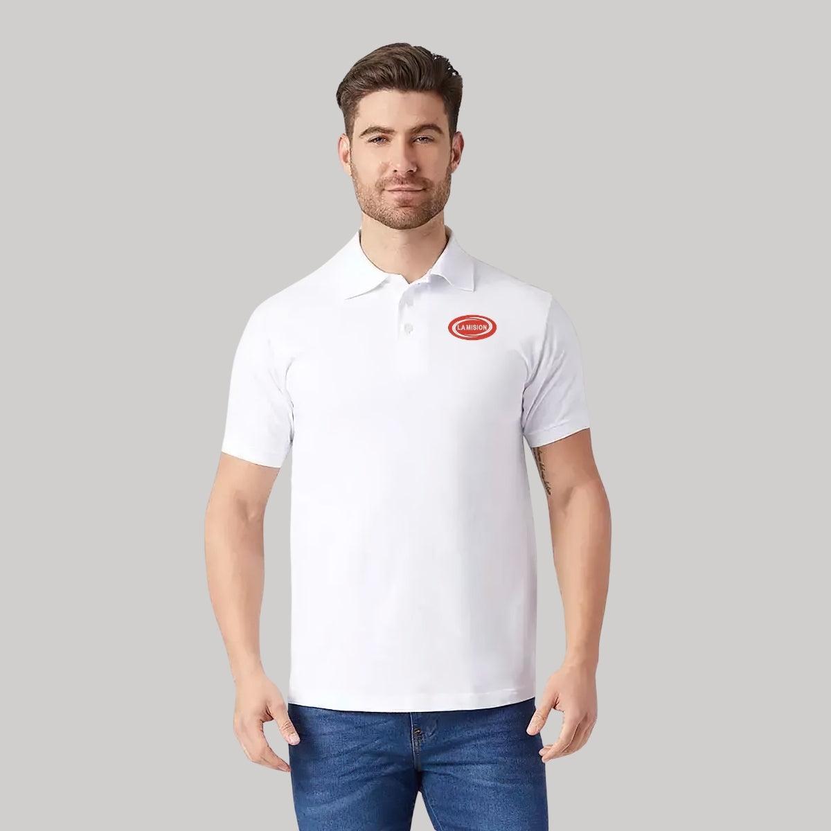 Playera Tipo Polo Piqué Hombre Manga Corta Blanco