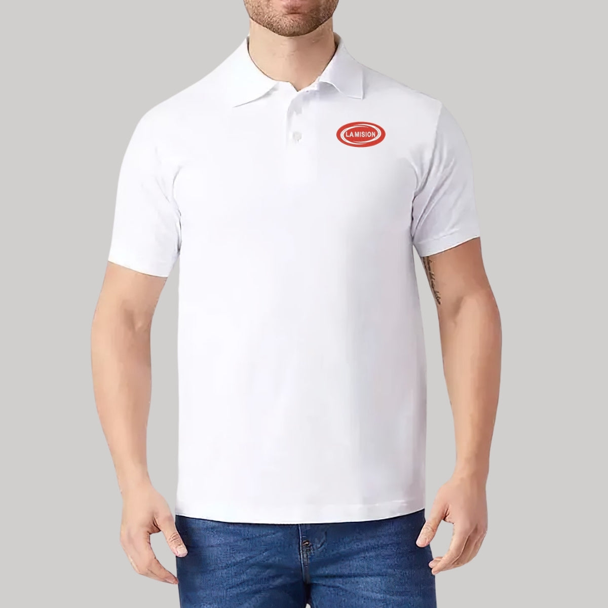 Playera Tipo Polo Piqué Hombre Manga Corta Blanco