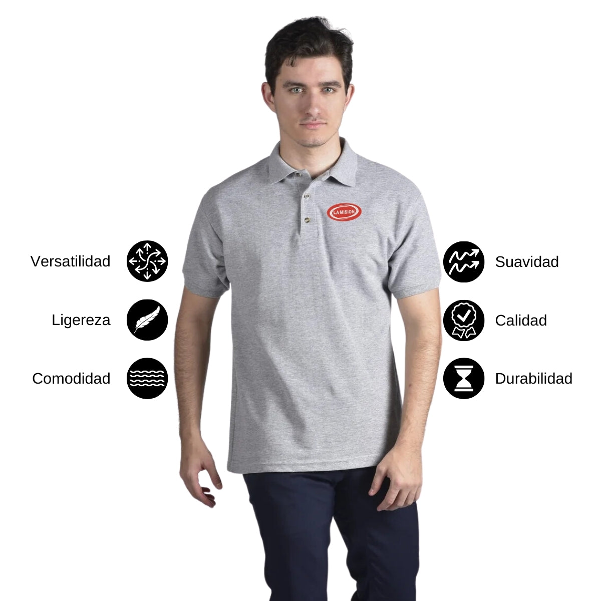 Playera Tipo Polo Piqué Hombre Manga Corta Gris 2XG