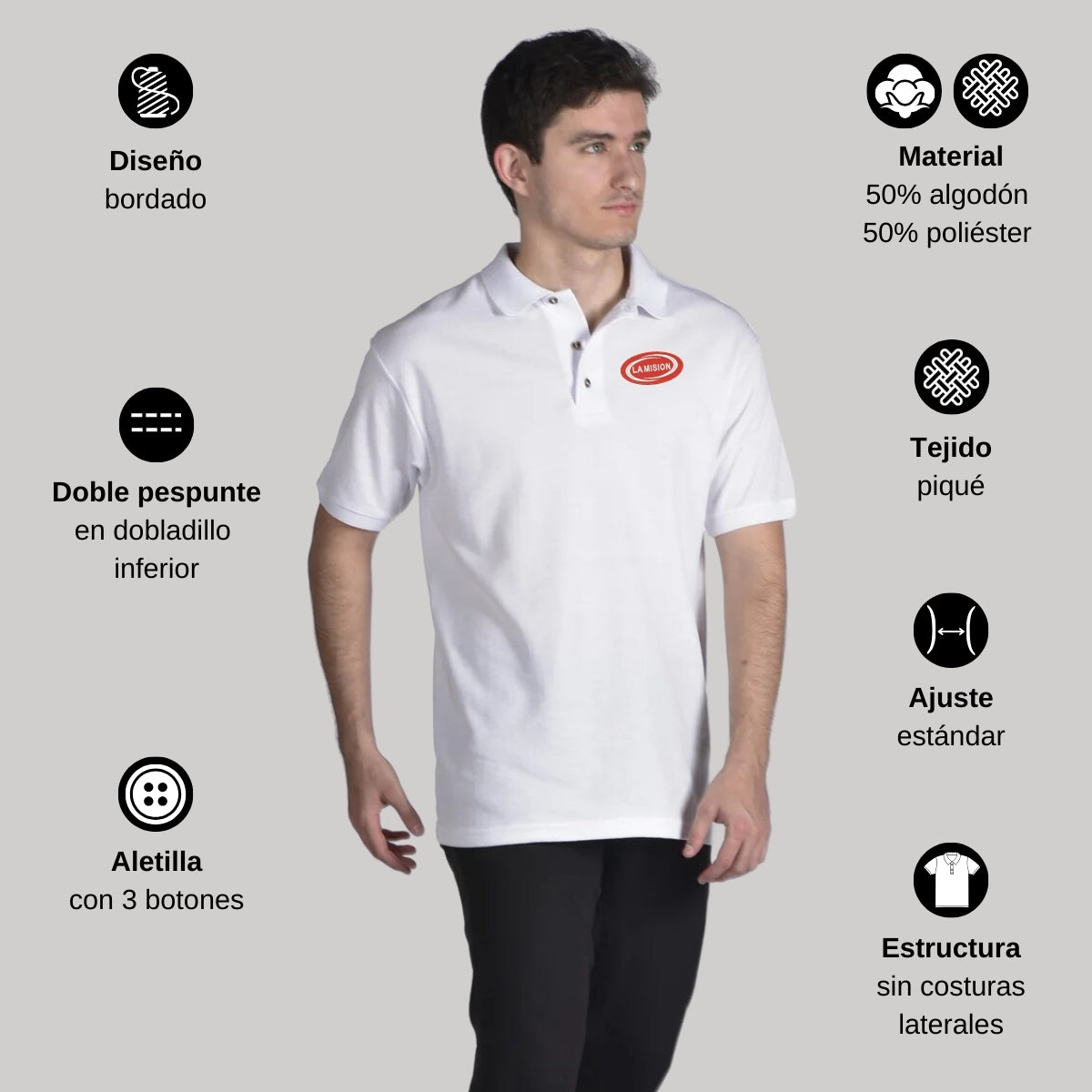 Playera Tipo Polo Piqué Hombre Manga Corta Blanco 2XG