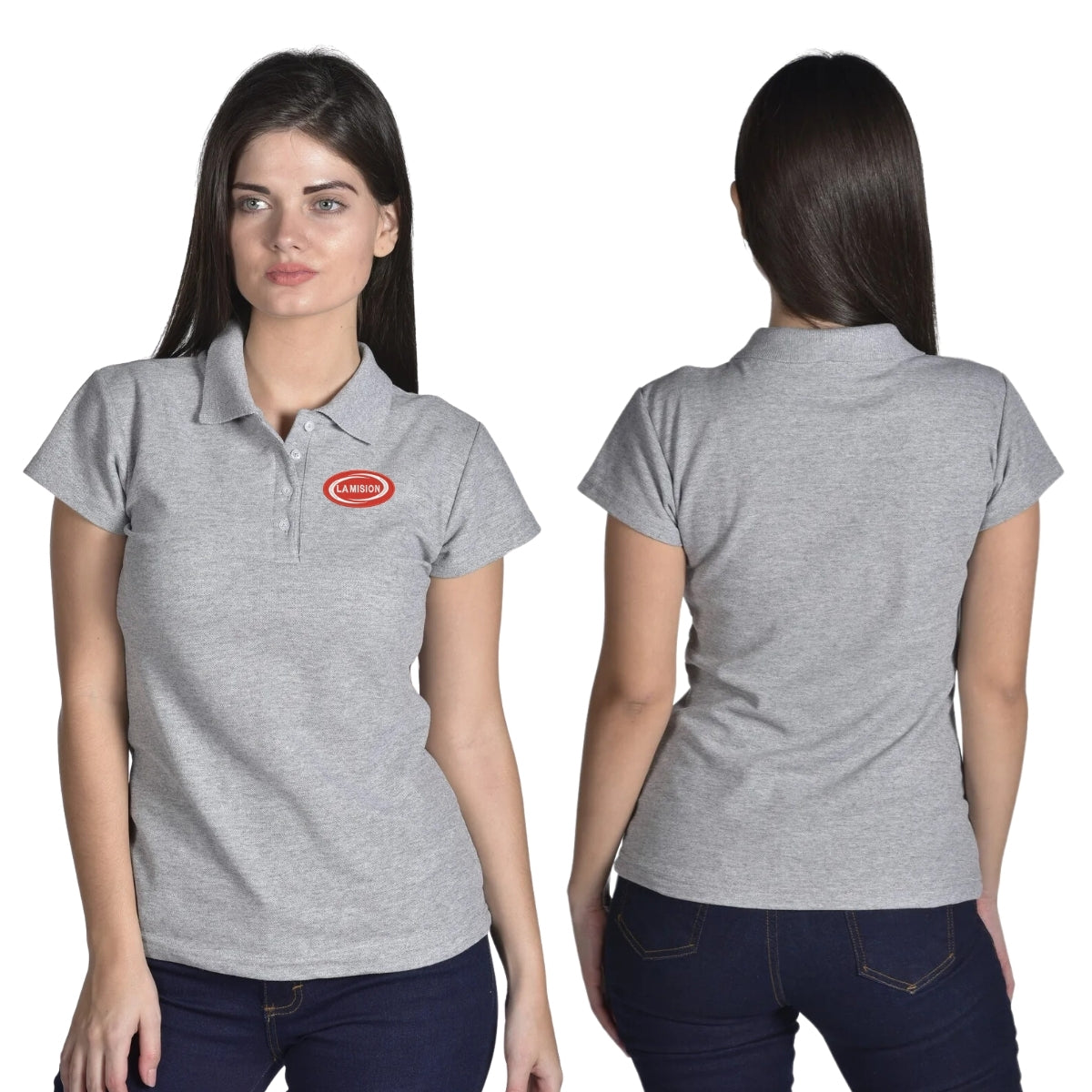 Playera Tipo Polo Piqué Mujer Manga Corta Gris 2XG
